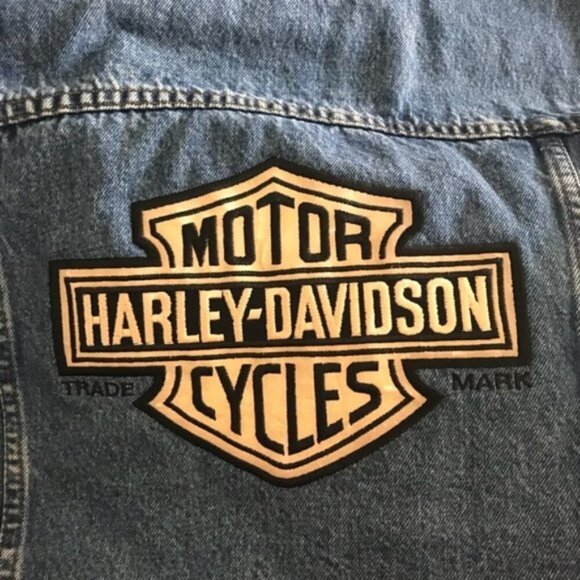 Vintage 90s Authentic Harley Davidson Denim Vest L - Picture 3 of 8